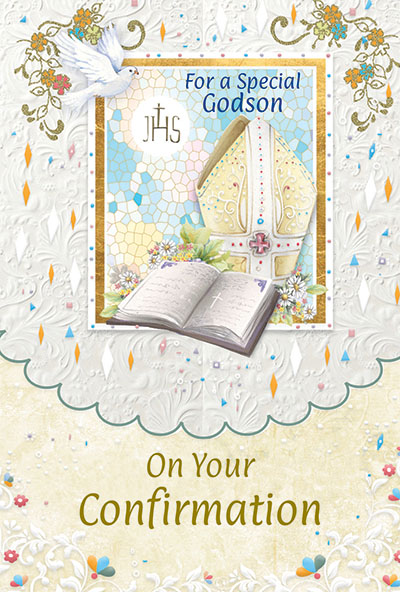 82770 godson confirmation - 4 1/2 x 6 3/4 -  Gold Decoration & Embossed